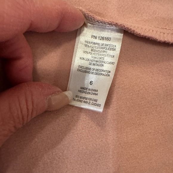 Betsey Johnson Pink Hooded Cape Coat Faux Fur Trim Pom Pom Hem Black Bow Girls 6 - Picture 8 of 11